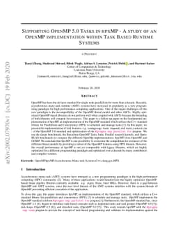Supporting OpenMP 5.0 Tasks in hpxMP -- A study of an OpenMP
  implementation within Task Based Runtime Systems