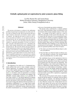 Globally optimal point set registration by joint symmetry plane fitting