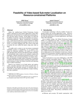 Feasibility of Video-based Sub-meter Localization on
  Resource-constrained Platforms