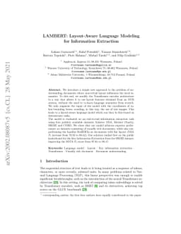 LAMBERT: Layout-Aware (Language) Modeling for information extraction