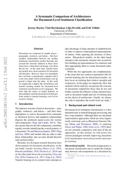 A Systematic Comparison of Architectures for Document-Level Sentiment
  Classification