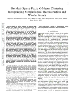 Residual-Sparse Fuzzy $C$-Means Clustering Incorporating Morphological
  Reconstruction and Wavelet frames