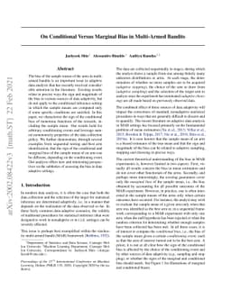 On conditional versus marginal bias in multi-armed bandits