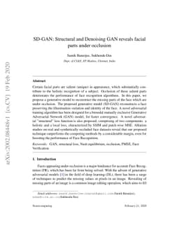 SD-GAN: Structural and Denoising GAN reveals facial parts under
  occlusion