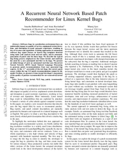 A Recurrent Neural Network Based Patch Recommender for Linux Kernel Bugs