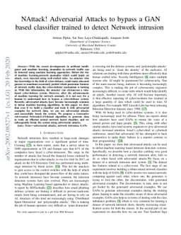NAttack! Adversarial Attacks to bypass a GAN based classifier trained to
  detect Network intrusion