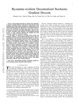 Byzantine-resilient Decentralized Stochastic Gradient Descent