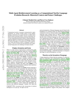 Multi-Agent Reinforcement Learning as a Computational Tool for Language
  Evolution Research: Historical Context and Future Challenges