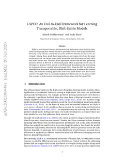 I-SPEC: An End-to-End Framework for Learning Transportable, Shift-Stable
  Models