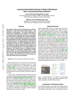 Learning Intermediate Features of Object Affordances with a
  Convolutional Neural Network