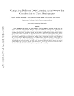 Comparing Different Deep Learning Architectures for Classification of
  Chest Radiographs