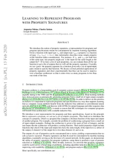 Learning to Represent Programs with Property Signatures
