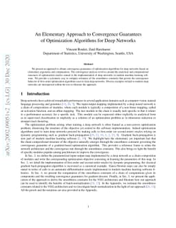 An Elementary Approach to Convergence Guarantees of Optimization
  Algorithms for Deep Networks