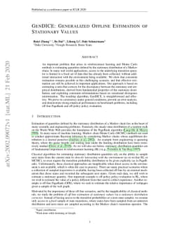 GenDICE: Generalized Offline Estimation of Stationary Values