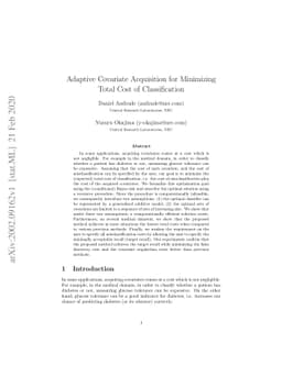 Adaptive Covariate Acquisition for Minimizing Total Cost of
  Classification