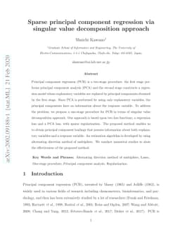 Sparse principal component regression via singular value decomposition
  approach