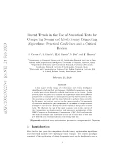 Recent Trends in the Use of Statistical Tests for Comparing Swarm and
  Evolutionary Computing Algorithms: Practical Guidelines and a Critical Review