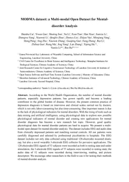 MODMA dataset: a Multi-modal Open Dataset for Mental-disorder Analysis