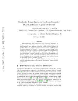 Stochastic Runge-Kutta methods and adaptive SGD-G2 stochastic gradient
  descent