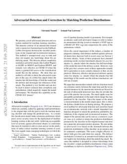 Adversarial Detection and Correction by Matching Prediction
  Distributions