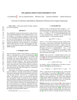 Polarizing Front Ends for Robust CNNs