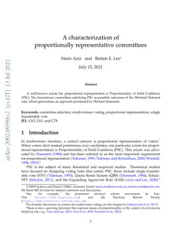 A characterization of proportionally representative committees