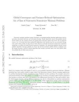 Global Convergence and Variance-Reduced Optimization for a Class of
  Nonconvex-Nonconcave Minimax Problems