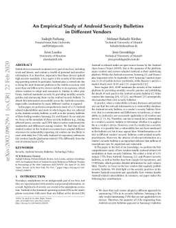 An Empirical Study of Android Security Bulletins in Different Vendors