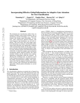 Incorporating Effective Global Information via Adaptive Gate Attention
  for Text Classification