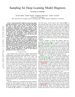 Sampling for Deep Learning Model Diagnosis (Technical Report)