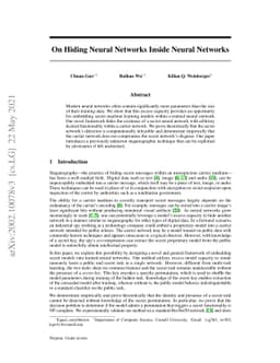 On Hiding Neural Networks Inside Neural Networks