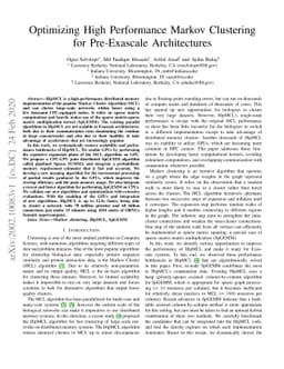 Optimizing High Performance Markov Clustering for Pre-Exascale
  Architectures