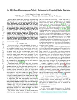 An RLS-Based Instantaneous Velocity Estimator for Extended Radar
  Tracking