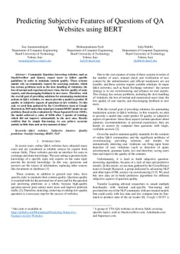 Predicting Subjective Features of Questions of QA Websites using BERT