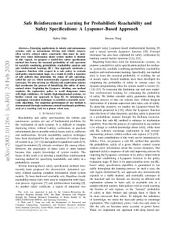 Safe reinforcement learning for probabilistic reachability and safety
  specifications: A Lyapunov-based approach