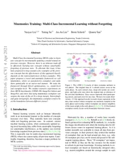 Mnemonics Training: Multi-Class Incremental Learning without Forgetting