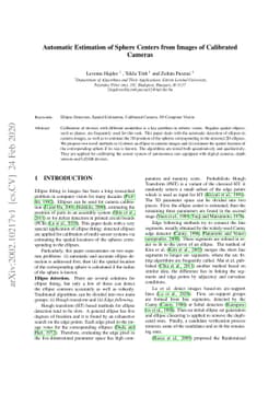 Automatic Estimation of Sphere Centers from Images of Calibrated Cameras