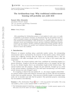 The Archimedean trap: Why traditional reinforcement learning will
  probably not yield AGI