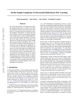 On the Sample Complexity of Adversarial Multi-Source PAC Learning