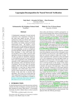 Lagrangian Decomposition for Neural Network Verification