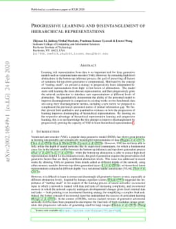 Progressive Learning and Disentanglement of Hierarchical Representations