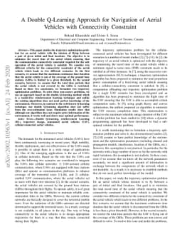 A Double Q-Learning Approach for Navigation of Aerial Vehicles with
  Connectivity Constraint