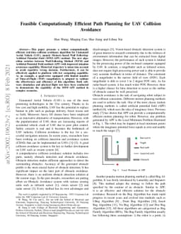 Feasible Computationally Efficient Path Planning for UAV Collision
  Avoidance