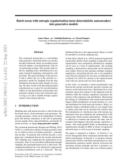 Batch norm with entropic regularization turns deterministic autoencoders
  into generative models