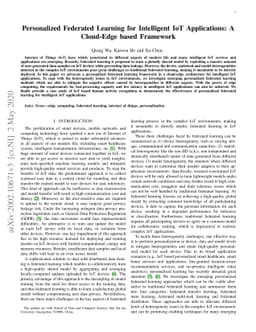 Personalized Federated Learning for Intelligent IoT Applications: A
  Cloud-Edge based Framework