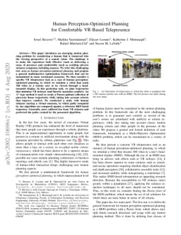 Human Perception-Optimized Planning for Comfortable VR-Based
  Telepresence