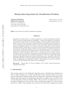 Missing Data Imputation for Classification Problems