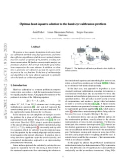 Optimal least-squares solution to the hand-eye calibration problem