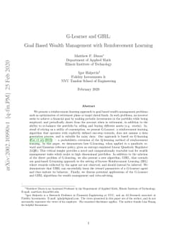 G-Learner and GIRL: Goal Based Wealth Management with Reinforcement
  Learning