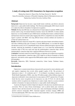 A study of resting-state EEG biomarkers for depression recognition